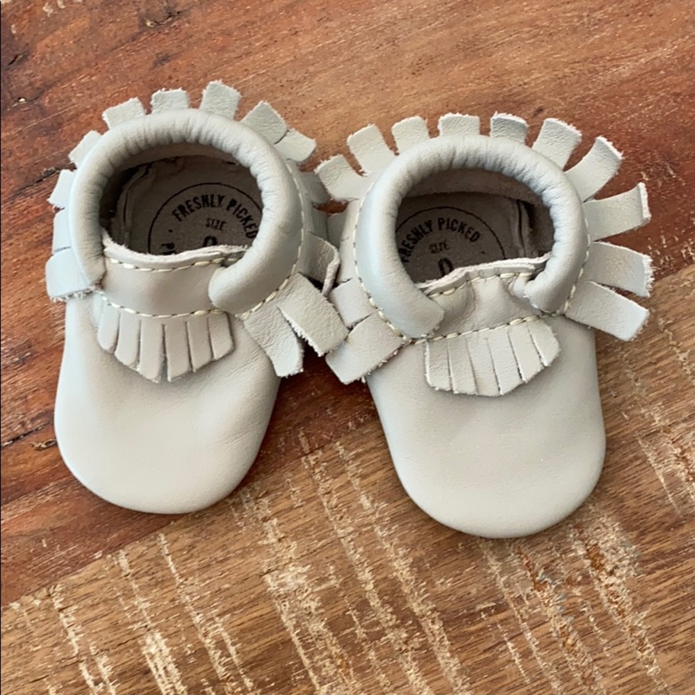 Freshly picked gray moccasins